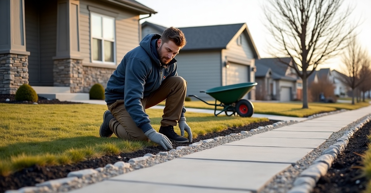 landscape edging along sidewalk